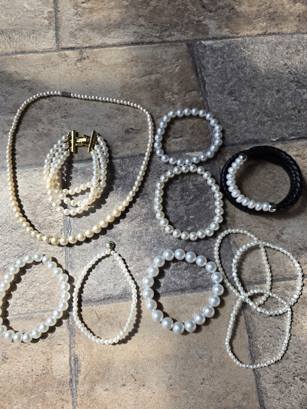 Pearl Jewelry Set - Classic White Pearl Necklaces and Bracelets